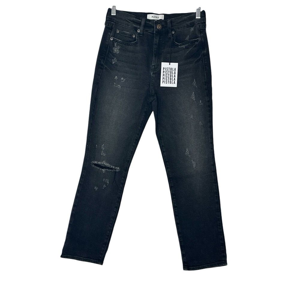 Pistola Jeans Womens 27 Black High Rise Classic Straight Stretch NWT